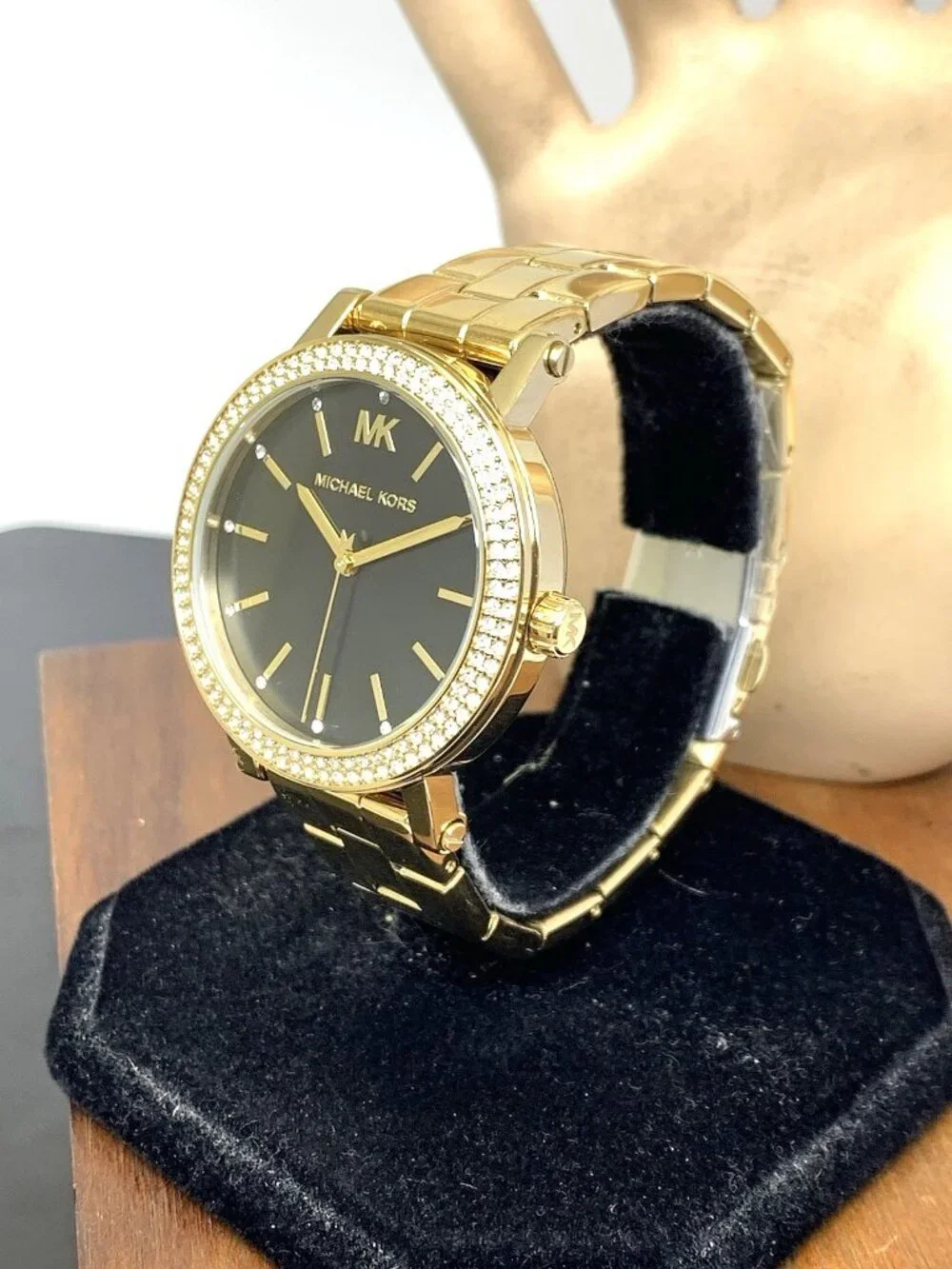 Michael Kors Women's Watch MK7547 Corey Quartz Black Dial Gold Tone Steel 38mm